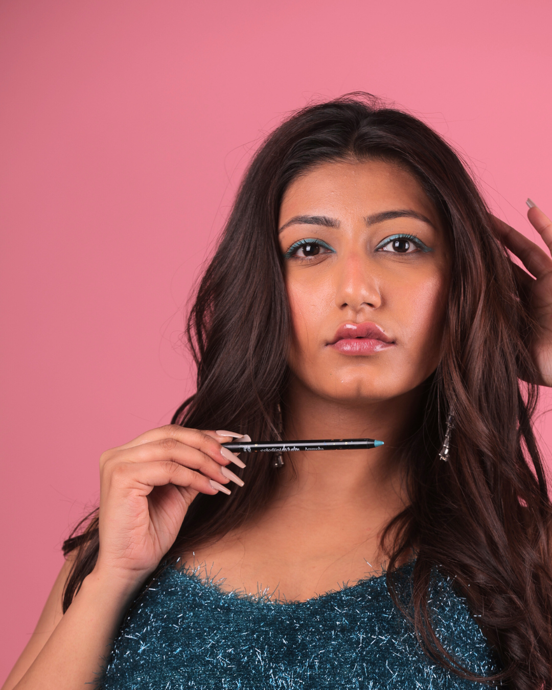 Ammoha Waterproof Kajal Pencil, Turquoise – Smudge-Proof KOHL with Almond Oil, Paraben-Free, with Sharpener