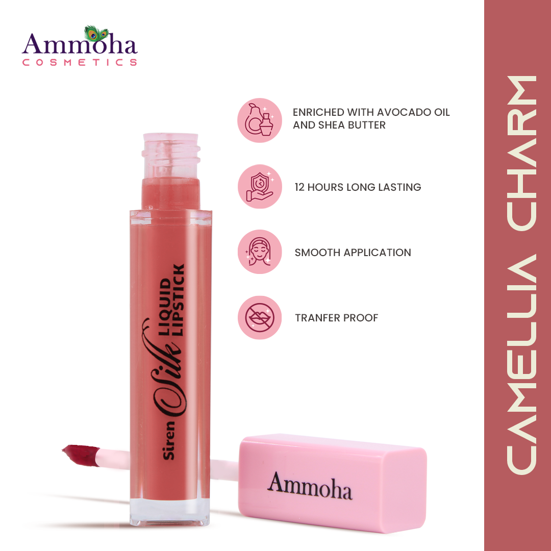 Ammoha Cosmetics Long-Lasting, Matte-Finished Liquid Lipstick (5ml) (Camellia Charm)