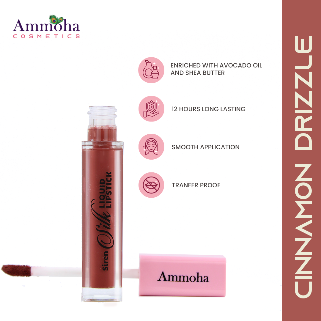 Ammoha Cosmetics Long-Lasting, Matte-Finished Liquid Lipstick (5ml) (Cinnamon Drizzle)
