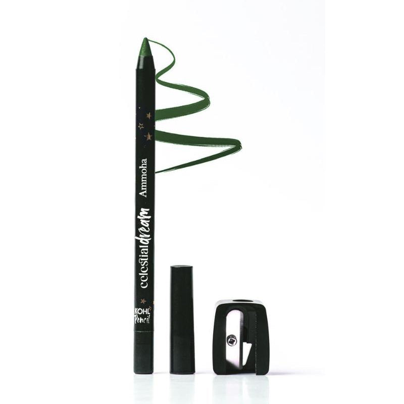 Ammoha Waterproof Kajal Pencil, Green – KOHL for Eyes, 24H Wear, with Vitamin E, with Sharpener