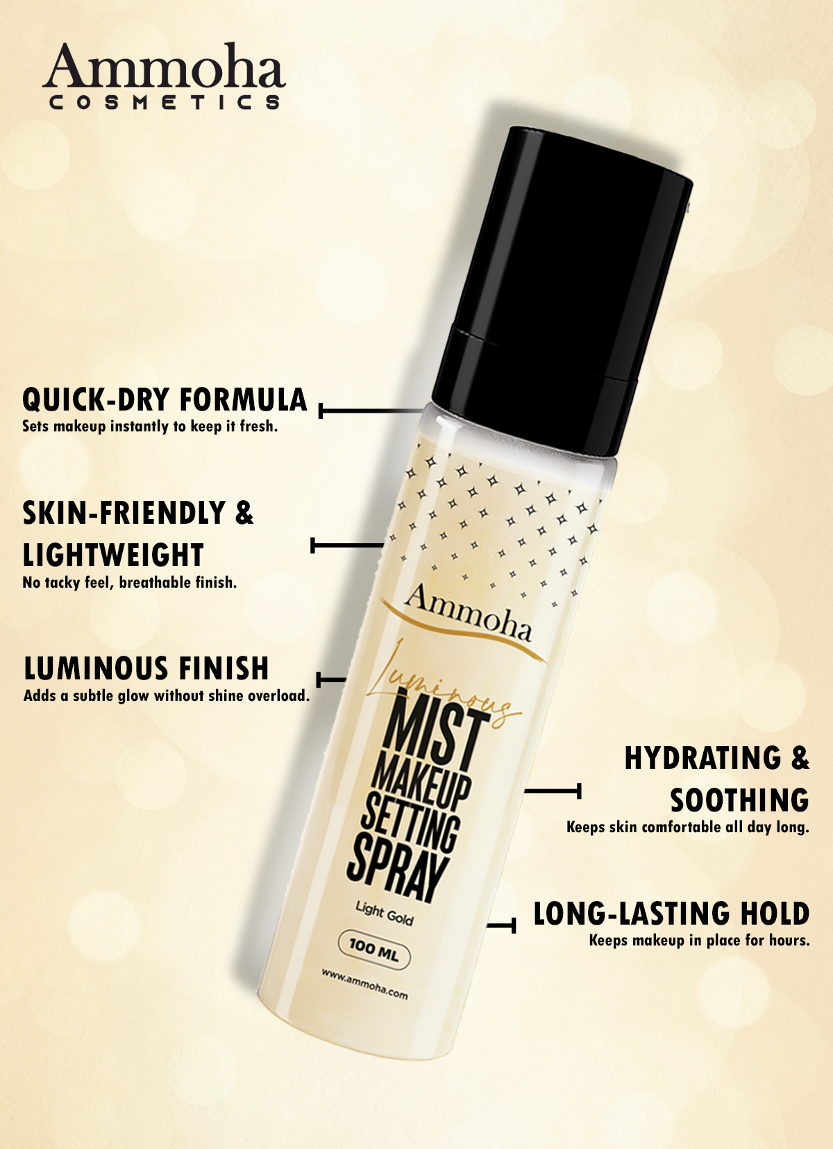 Luminous Mist Makeup Setting Spray | Available in Mother of Pearl & Light Gold