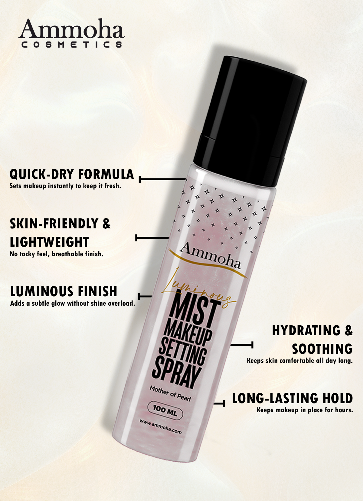 Luminous Mist Makeup Setting Spray | Available in Mother of Pearl & Light Gold