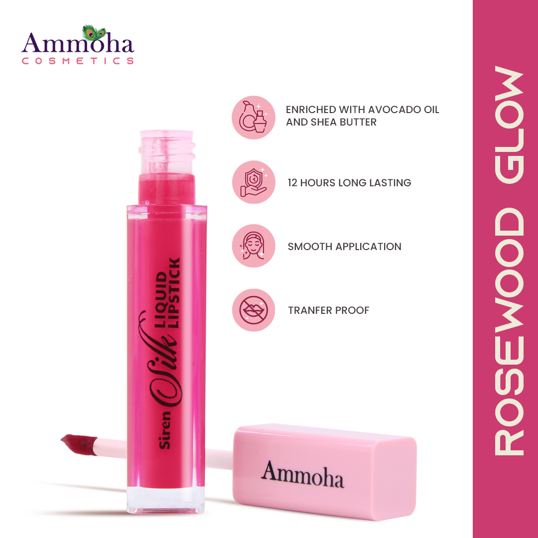 Ammoha Cosmetics Long-Lasting, Matte-Finished Liquid Lipstick (5ml) (Rosewood Glow)
