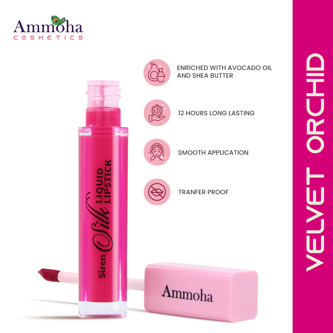 Ammoha Cosmetics Long-Lasting, Matte-Finished Liquid Lipstick (5ml) (Velvet Orchid)